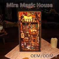 CAYI Nouveau Mira Magic House Miniature Book Nook Diy BookNook Kit de construction de nichoir à livres en bois 3D avec lumière