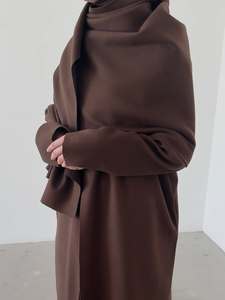 Abaya d'hiver en velours de qualité supérieure pour femme, robe élégante marron clair, vêtement islamique arabe de Dubaï, robe longue chaude 2026 - Product Image 5