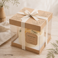 Boîte à gâteau personnalisable en forme de sac à main, recyclable, avec fenêtre transparente, emballage portable en papier, finition mate et estampage