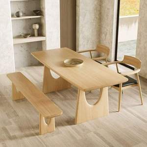 Table <span class=keywords><strong>à</strong></span> manger moderne de luxe en bois massif brun-noisette, écologique et durable, pour <span class=keywords><strong>hôtel</strong></span> et appartement - Product Image 5