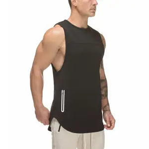 T-shirt de sport personnalisable pour hommes, haut sans manches, Fitness, musculation, avec poche, vente en gros,