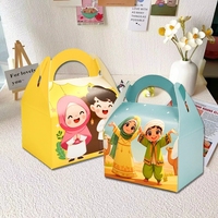 Nouvelles boîtes cadeaux de dessin animé pour l'Aïd avec poignées pour les faveurs de fête des enfants, sacs de bonbons pour les fêtes islamiques, sacs de friandises pour le Ramadan, célébration des enfants