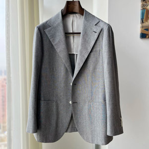 Blazer da <span class=keywords><strong>Uomo</strong></span> Grigio in Lana e Lino VBC Italiano Monopetto Traspirante Antipiega Lusso Business Casual Giacca Elegante per <span class=keywords><strong>Matrimonio</strong></span> - Product Image 1