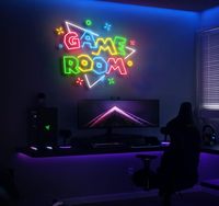 Salle de jeux Grands néons à LED de couleur néon, aire de jeu, décoration de fête murs de chambre à coucher Panneaux d'éclairage mural de jeu