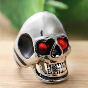 Skull <b>Ring</b> Silver Men's Punk Style <b>Titanium</b> Steel Jewelry Gift Occasion Bezel Setting 27043 - Product Image 1