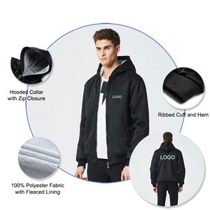 <strong>Men's</strong> <strong>Winter</strong> Fleeced Knitted Jackets With Wholesale Logo European Size Polyester Zipper-up Hoodies - Product Image 2