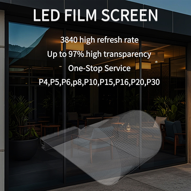 GPXP Top Selling Super Slim Transparent P6 P8 P10 LED Display Screen Soft Film Adhesive Glass for TV Digital Signage Displays