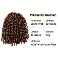 Tresses au crochet Spring Twist de 8 pouces, bouclées, style africain, synthétiques haute température
