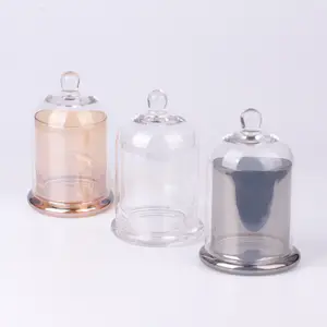 Candela vaso di vetro personalizzato di fabbrica, kit vaso di candela cupola di vetro con coperchio in vetro