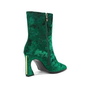 Stivaletti da Donna Sexy in Velluto <span class=keywords><strong>Smeraldo</strong></span> con Punta Affusolata, Tacco Scultoreo 8.5CM, Dettaglio Metallico, Cerniera Laterale, Taglie Forti, Personalizzabili per Feste - Product Image 3