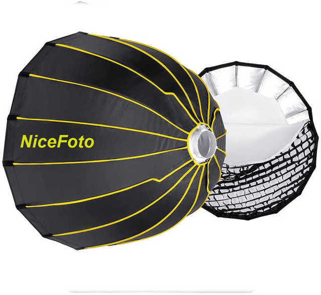 NiceFoto 90cm LED Parabolic Softbox With Grid Quick Set-Up Deep Softbox for Photography Durable Nylon Cloth Material