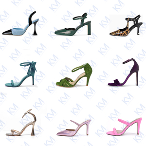 Sandalo con tacco basso in <span class=keywords><strong>pelle</strong></span> verde a punta, modello slingback, comodo per il lavoro e il tempo libero, collezione 2025. - Product Image 2