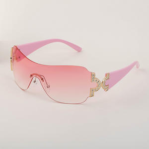 Lunettes de soleil sans monture style Y2K européen pour femme, grandes courbes, strass incrustés, protection UV400, pour le cyclisme - Product Image 4