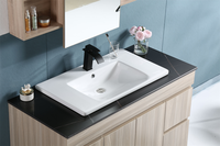 Lavabo de salle de bain moderne de haute qualité pour hôtel, en porcelaine, à trou unique, à bord fin