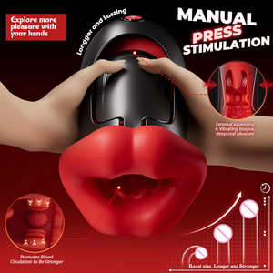 เครื่องช่วยสำเร็จความใคร่ชายแบบสั่น ควบคุมผ่านแอพ รูปทรงปาก สามารถบีบได้ พร้อมระบบสั่น 360 องศา °   ของเล่นทางเพศแบบพกพาสำหรับผู้ชาย - Product Image 5