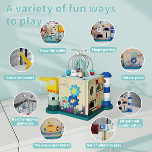 Giocattoli Montessori di Alta Qualità, Cubo Attività in Legno Educativo Multifunzionale con Giochi di Ordinamento Perline e Forme per Bambini - Product Image 3