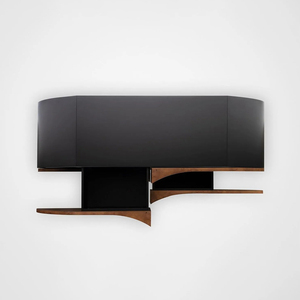 Credenza Scultorea da Parete in Legno Organico con Impiallacciatura in Radica e Finitura <span class=keywords><strong>Nera</strong></span> <span class=keywords><strong>Opaca</strong></span> per Spazi Abitativi Contemporanei - Product Image 5