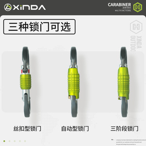 Xinda H Series 3rd Gen O-Type Carabiner Aluminum Alloy <b>Threaded</b> Master <b>Lock</b> Outdoor Climbing Mountaineering - Product Image 3