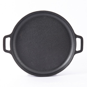 กระทะเหล็กหล่อทรงกลม ด้ามจับคู่ ด้านล่างเรียบ ไม่เคลือบผิว สำหรับทำแพนเค้กต้นหอม เจี้ยนปิง กัวจื่อ - Product Image 5