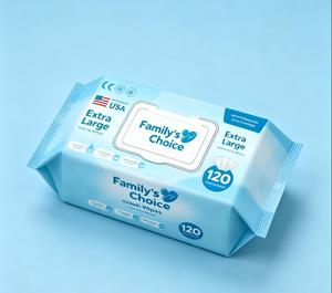 Toallitas Húmedas Desechables para Bebés Recién Nacidos, Libres de Alcohol, con <span class=keywords><strong>Agua</strong></span> Pura, 80/120 Unidades, OEM - Product Image 1