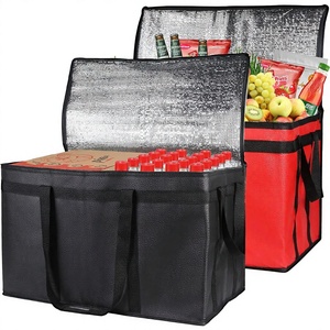 Set di 2 Borse Termiche in Pelle per Consegna Cibo, Capacità Extra-Large, Riutilizzabili per Alimenti Caldi/Freddi, Porta Pizza Nero e Rosso - Product Image 1