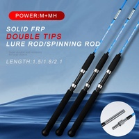 Joran Pancing Serat Kaca 2 Ujung Ganda, Tongkat Pancing Spinning, Serat Kaca 1.5 M 1.8M 2.1M Serat Kaca untuk Memancing Ikan Karper