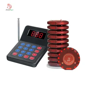 Wholesale top sales 1 keyboard with 10 red pagers wireless restaurant coffee shop coaster pager