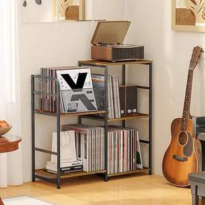 Soporte para <span class=keywords><strong>Tocadiscos</strong></span> de Vinilo de Cuatro Niveles, Metálico, Impermeable, Almacena Más de 300 Álbumes, Mueble de Almacenamiento para Sala de Estar - Product Image 6