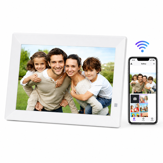 Smart 10-Inch Plastic Digital Photo Frame LCD Touch Screen WIFI Cloud Connectivity 32GB High-Definition Video Playback Plays