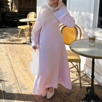 Abaya Willson à col rond et fermeture éclair, effet lin, qualité supérieure, pour femmes musulmanes, robe modeste en dentelle, mode quotidienne – Grande Vente Usine