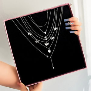 6 cái/bộ hợp thời trang ngọc trai bướm Sao Mặt Trăng Mặt dây chuyền vòng cổ <span class=keywords><strong>Set</strong></span> đối với phụ nữ trang sức bán buôn - Product Image 4