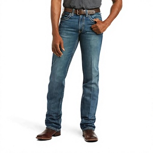 Jeans en denim pour homme de qualité supérieure, coupe droite, couleur foncée, écologiques, tendance, en coton lavé, streetwear décontracté, logo personnalisé - Product Image 1