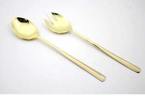 Service à salade en acier inoxydable plaqué or, cuillère fourchette coupe en gros en acier inoxydable clair outils personnalisés Gadgets de cuisine - Product Image 4