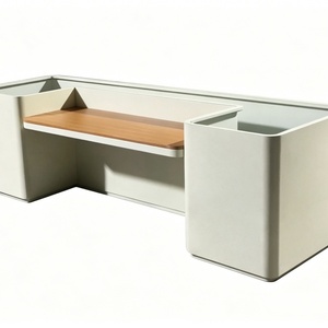 Banco de Jardín Moderno Cuadrado de Acero Inoxidable con Macetas Integradas y Asiento para Decoración de Jardín - Product Image 6