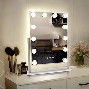 Modern Metal Frame Touch Sensor Switch <b>Tabletop</b> Cosmetic <b>Mirror</b> with HD Glass LED Bulbs Custom Style Design - Product Image 1