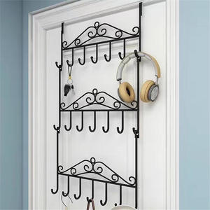 Porte-vêtements en acier inoxydable à suspendre sur la porte, double couche, type crochet rectangulaire, pour rangement de vêtements dans la salle de bain, design multifonctionnel - Product Image 3