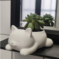 Pot de fleurs en forme de chaton mignon imprimé en 3D, jardinière pour plantes succulentes, ornement de cactus pour la maison et le bureau, porte-bougie créatif, décoration moderne