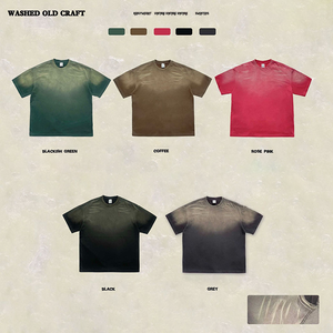 T-shirt vintage d'été pour homme 250GSM 100% coton lavé-T-shirt streetwear américain surdimensionné respirant coupe décontractée à manches courtes - Product Image 6