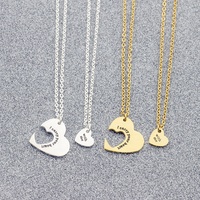 Collier tendance en acier inoxydable plaqué or 18 carats avec pendentif détachable pour famille et couple, idéal pour les occasions festives