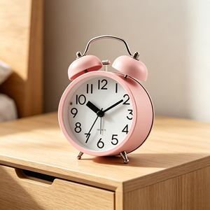 <span class=keywords><strong>Réveil</strong></span> à double cloche ronde en métal, style britannique minimaliste, pour bureau et maison, fonction snooze, aiguille silencieuse - Vente en gros 2026 - Product Image 3