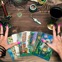Laminage mat imprimé personnalisé feuille complète bordures argentées mates cartes de tarot en langue russe guide Oracle en papier durable