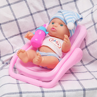 Vente en Gros Usine Jouet Bébé Simulé Mini Poupée Bébé Bleue Avec Biberon Ensemble Poupée Bébé