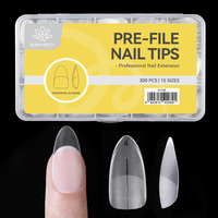 BORN PRETTYT Faux Ongles en Acrylique Transparent de Haute Qualité, Sensation Naturelle, Forme Amande Ovale, Demi-Mat, Couverture Complète, à Coller