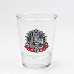 Vente en gros personnalisé Londres souvenir cadeau touristique mini tasse verres à liqueur en verre de <span class=keywords><strong>tequila</strong></span> avec <span class=keywords><strong>logo</strong></span> en métal - Product Image 3