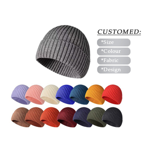 Gorro de Invierno de Punto Acrílico con Puño, Color Sólido, Teñido, Liso, de Alta Calidad, Unisex, con Logotipo Personalizado al por Mayor - Product Image 1