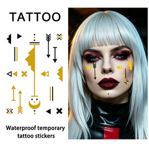 Autocollants de <span class=keywords><strong>tatouage</strong></span> en papier résistants à l'eau, estampés or, imprimés par transfert d'eau, motif goutte d'eau, maquillage visage imitation lune, pour l'exportation - Product Image 1