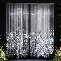 Rideau de perles en cristal argenté de luxe avec paillettes en disques acryliques pour décoration suspendue de plafond de scène de mariage, rideau scintillant