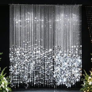 <span class=keywords><strong>Tenda</strong></span> di Perline in Cristallo Argentato di Lusso <span class=keywords><strong>con</strong></span> Paillettes in Acrilico, Decorazione Scintillante per Soffitto e Palco Matrimoniale - Product Image 1