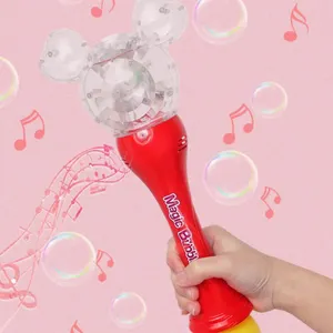 Funny Girls Boys Birthday Theme Party Favors Led Light Music Bubble Machine Summer Outdoor Electric Bubble Blower Magic Wand