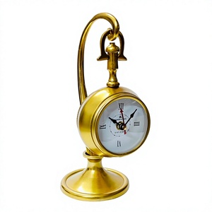 Reloj de Escritorio Vintage de Latón con Diseño de Globo, Movimiento Mecánico, Sonido de Campana Cada Hora, Reloj de Mesa, Estilo Antiguo, Acabado Metálico - Product Image 1